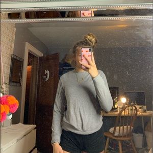 grey long sleeve top
